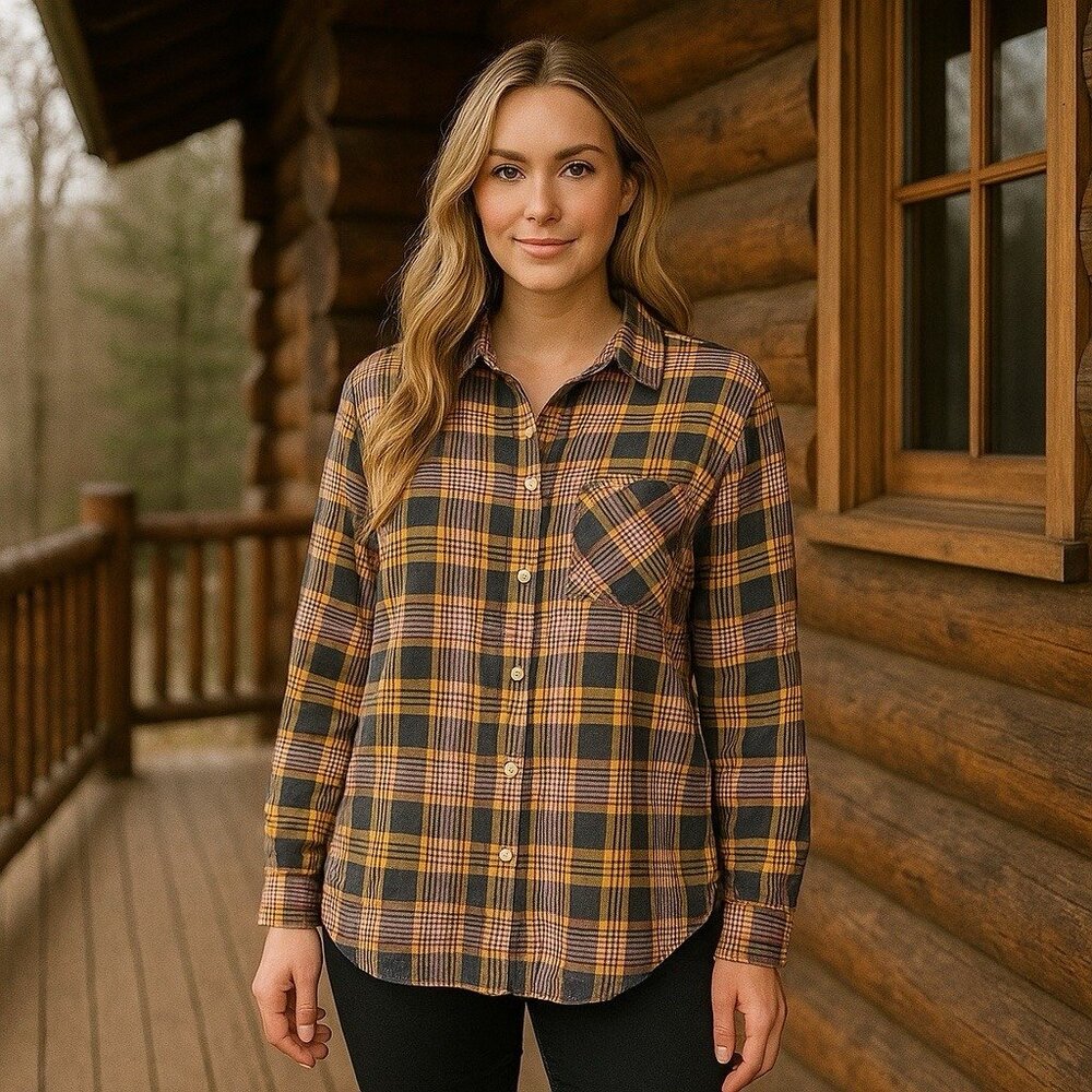Denim & Supply Ralph Lauren Plaid Boyfriend Button Up Cabin Holiday Cozy L